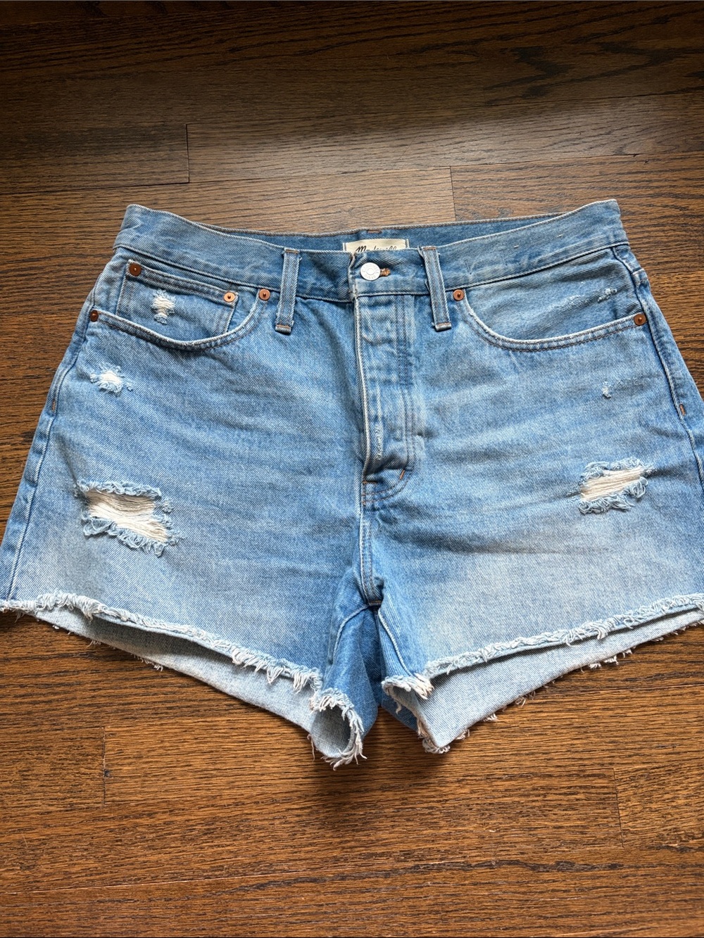 Madewell Curvy Relaxed Distressed Denim Cutoff Shorts